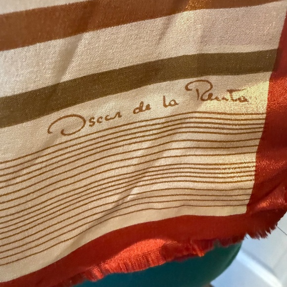 Vintage Oscar De La Renta Silk Rectangular Stripes Scarf 51.5 x 10 - Picture 7 of 8
